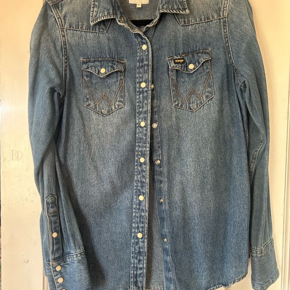 Wrangler Western Blue Denim Snap Cotton Shirt - Picture 7 of 7